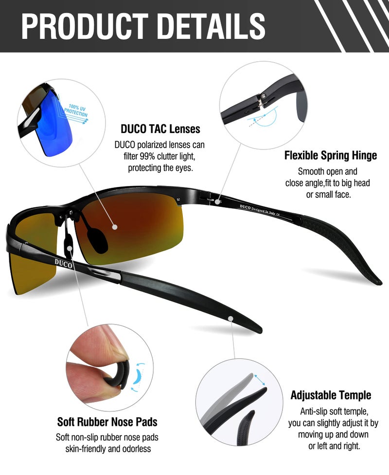 DUCO Mens Sports Polarized Sunglasses UV Protection Sunglasses for Men 8177s - Image 5